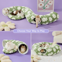 Lesure cat tunnel bed peekaboo cave showcases hidden play area for curious pets.