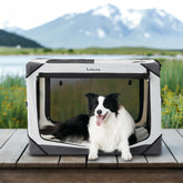 LE SURE Lesure collapsible dog crate front view highlights easy entry and sturdy construction.