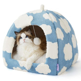 LE SURE blue cat bed cozy hideaway for indoor lounging