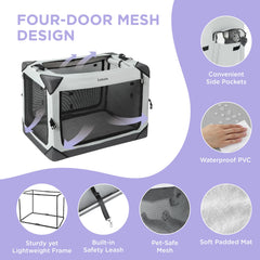LE SURE Lesure travel kennel four-door access for easy entry and exits.
