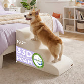 LE SURE Lesure dog stairs beige 4-step design eases small dogs onto beds.