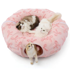 LE SURE Lesure large cat tunnel bed donut cushion for cozy naps.
