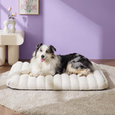 LE SURE orthopedic dog bed in cream, front view with plush support.