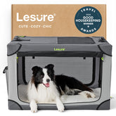 LE SURE soft-collapsible dog crate 36-inch grey for easy travel and cozy setup.