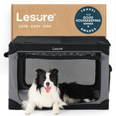 LE SURE Lesure soft collapsible dog crate in open fold for travel and storage.