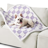 LE SURE blanket on couch showing plush sherpa side for pet warmth