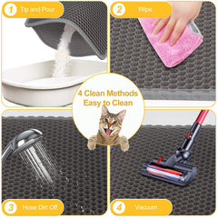 LeToo EVA mat 30x24 gray features litter-trapping holes.