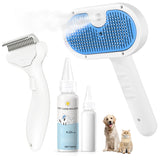 LetsFeed Pet Steam Brush grooming tool in action for efficient shedding control on dogs.
