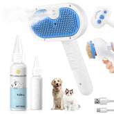 LetsFeed Pet Steam Brush demonstrates multi-function grooming for shedding and hair removal