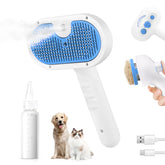 LetsFeed Pet Steam Brush shedding close-up on a long-haired dog showing reduced loose fur.