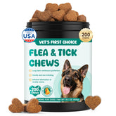 LHQR flea and tick chews bottle packaging for convenient daily protection.