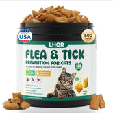 LHQR flea and tick chews for cats in chicken flavor, easy daily dosing.