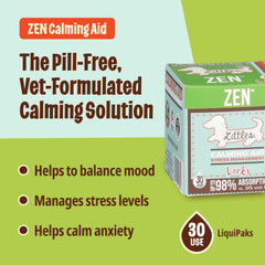 Close-up of a Zen Calming Aid packet showing smooth gel and easy dosing.