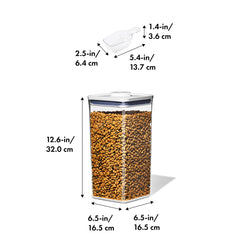 Airtight lid seals freshness and keeps pests out for dog or cat food.
