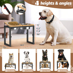 LIDTOP bamboo-top elevated dog bowl surface shows stability.