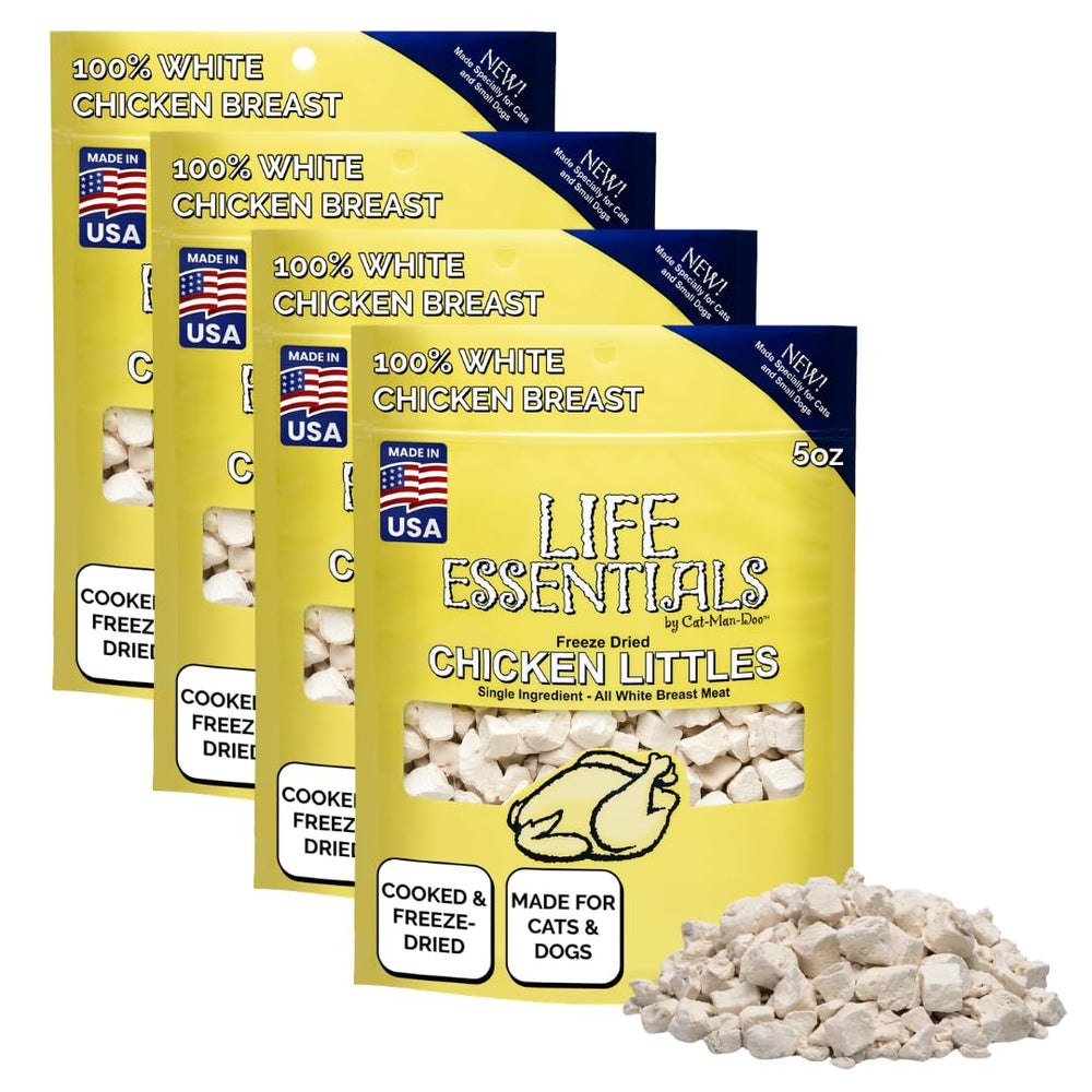 Life Essentials by Cat-Man-Doo packaging showing four pack display for quick rewards