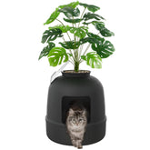 Lifewit hidden cat litter box with flower-pot design keeps odors contained.