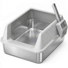 Lifewit stainless steel litter box, top-entry view, keeps litter contained and clean