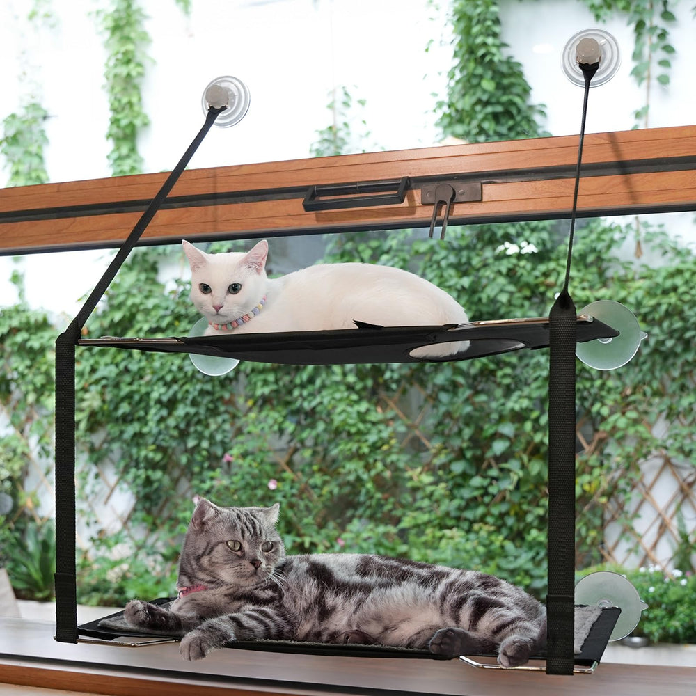 LIFIS cat window perch folding hammock lets cats lounge in sun while safe for up to 50 lb.