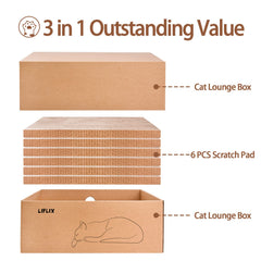 LIFLIX scratcher with two boxes invites cats to relax while scratching.