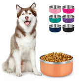 LIHONG dog bowl top view, 64oz orange, durable stainless steel for large dogs.