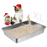 LIHONG stainless steel cat litter box front view with wide entry for easy access