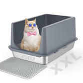 LIHONG stainless steel litter box lid inside view shows spacious enclosure for large cats