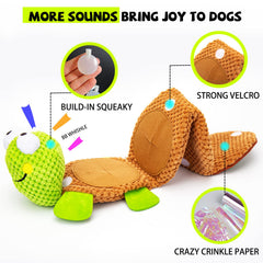 Lilfrd turtle squeaky head and crinkle shell provide engaging noise and playtime.