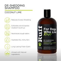 Lillian Ruff Deshedding Shampoo foam lather eases grooming.