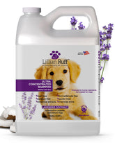 Lillian Ruff PRO bottle pours shampoo for sensitive skin during grooming sessions
