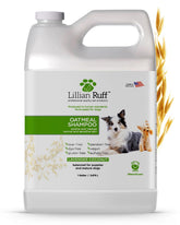 Lillian Ruff PRO Formula Deodorizing Oatmeal Dog Shampoo bottle offers gentle cleansing and hydration.