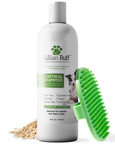 Lillian Ruff PRO Formula deodorizing oatmeal dog shampoo bottle for soothing itch relief.