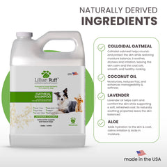 Lillian Ruff PRO Formula oatmeal aloe shampoo highlighting deep hydration for dry coat.