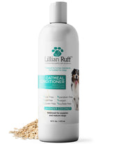 Lillian Ruff PRO Formula Oatmeal dog conditioner bottle pour, hydrating your dog's coat.