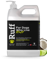 Lillian Ruff deshedding shampoo bottle for all breeds and effective cleansing.