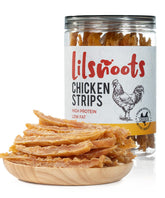 LILSNOOTS natural chicken jerky strips pack shot; great for daily rewards.