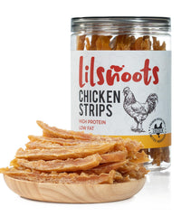 LILSNOOTS natural chicken jerky strips pack shot; great for daily rewards.