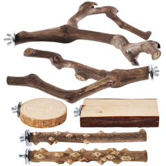 LIMIO Bird Perch Set grape stick paw grinding forks for natural grip and enrichment.
