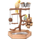 LIMIO grape wood bird perch stand provides a safe natural resting place
