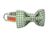 Lionet Paws dog collar with bowtie close-up texture shows soft cotton comfort