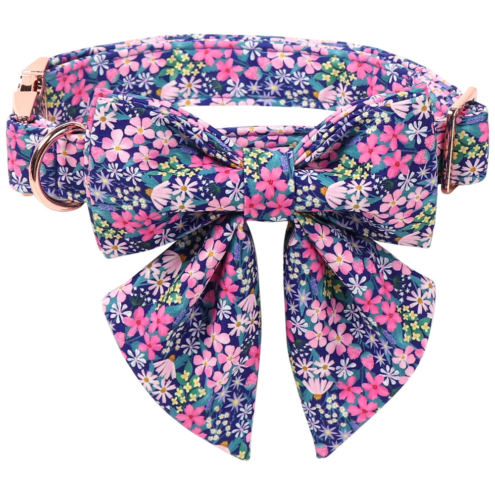 Lionet Paws floral collar with sailor bow for stylish spring walks.