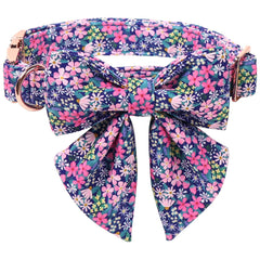 Lionet Paws floral dog collar with sailor bow offers comfortable daily wear.