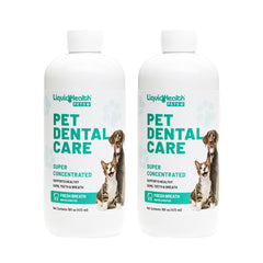 LIQUIDHEALTH Pet Dental Care Water Additive bottle pour shows simple, mess-free dosing for pets