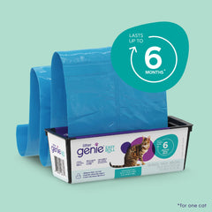 Litter Genie 24-bag roll demonstrates perforated bags for easy replacement.