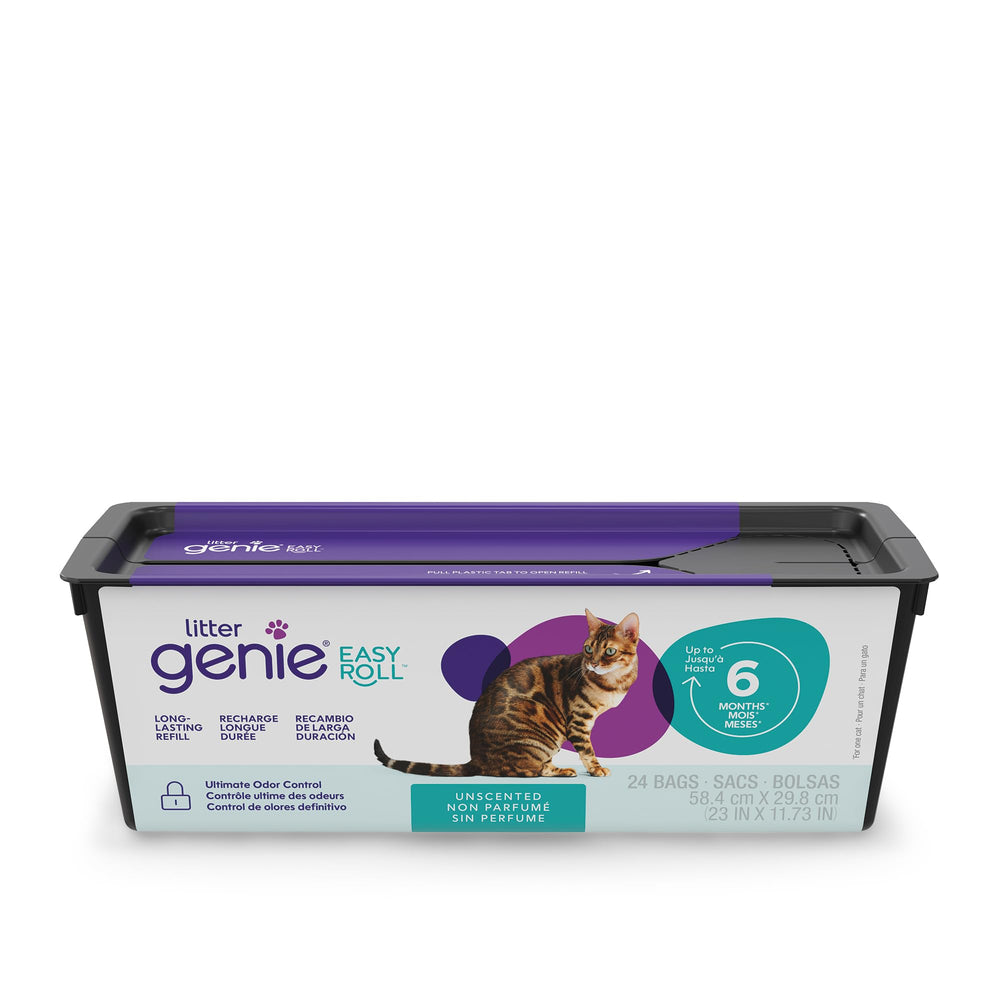 Litter Genie Easy Roll pail with refill showing odor control for a fresher home.