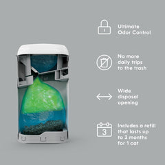Litter Genie sliding lever enables easy odor control during disposal.