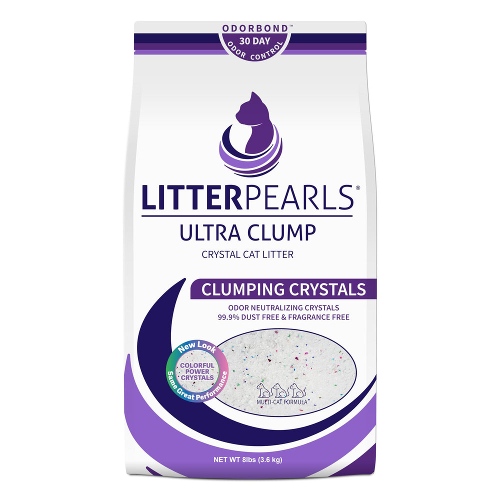 Litter Pearls Ultra Clump crystals enable easy scooping and strong odor control.
