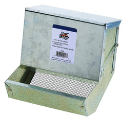 Little Giant Pet Lodge feeder with lid and sifter bottom for clean, portion-controlled feeding.