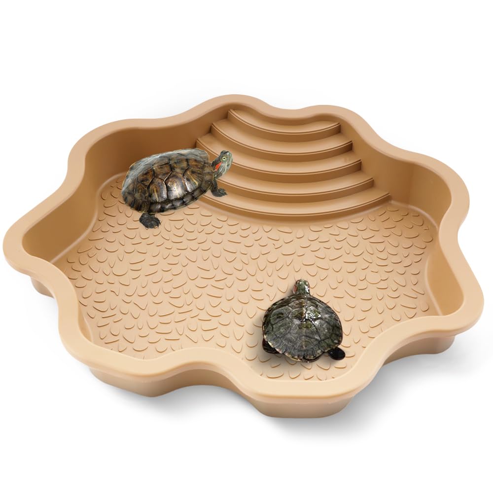 LIUZONGIN Turtle Bathing Pool front view shows spacious, safe soaking space for small reptiles.