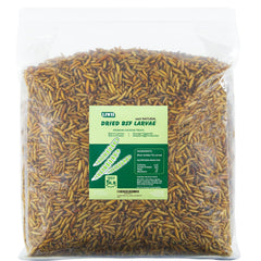 LIWII 5lb bag of dried BSF larvae for poultry and pets, showing a versatile feed option.
